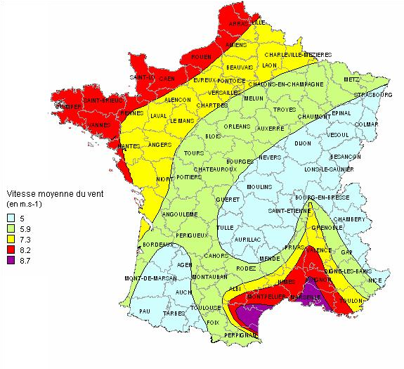 Cartes des Vents France